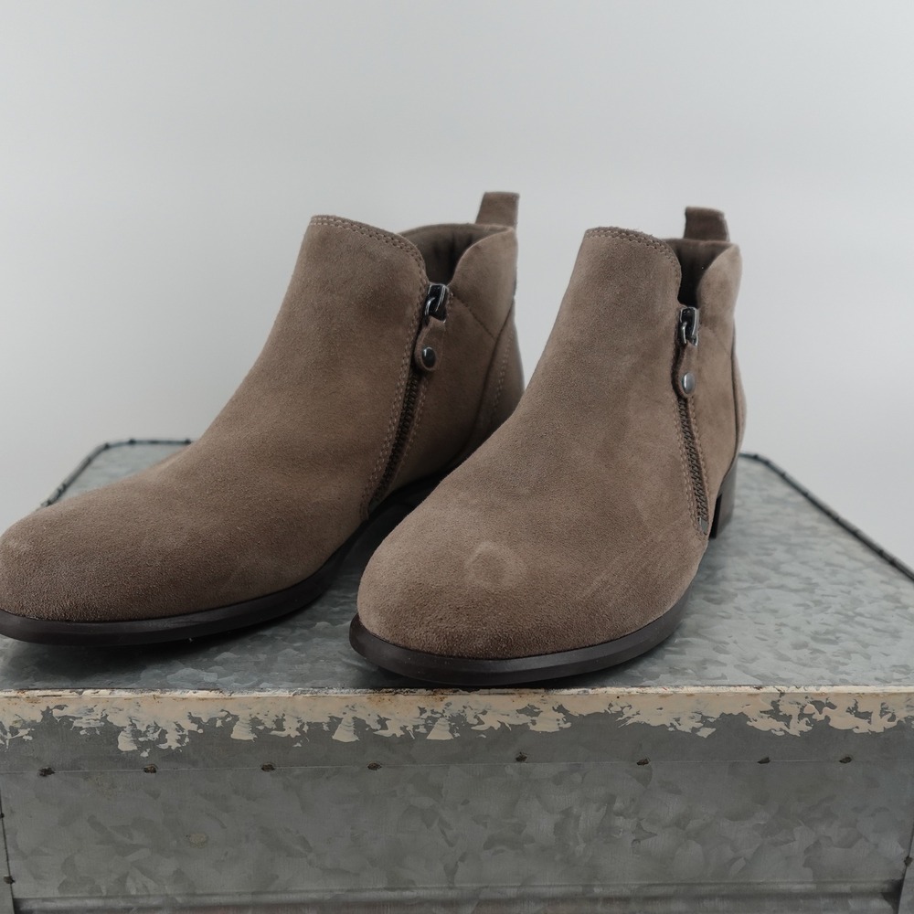 Munro Neko Taupe Suede Ankle‎ Boots Dual Zip Low Heel M612626 Womens 8M